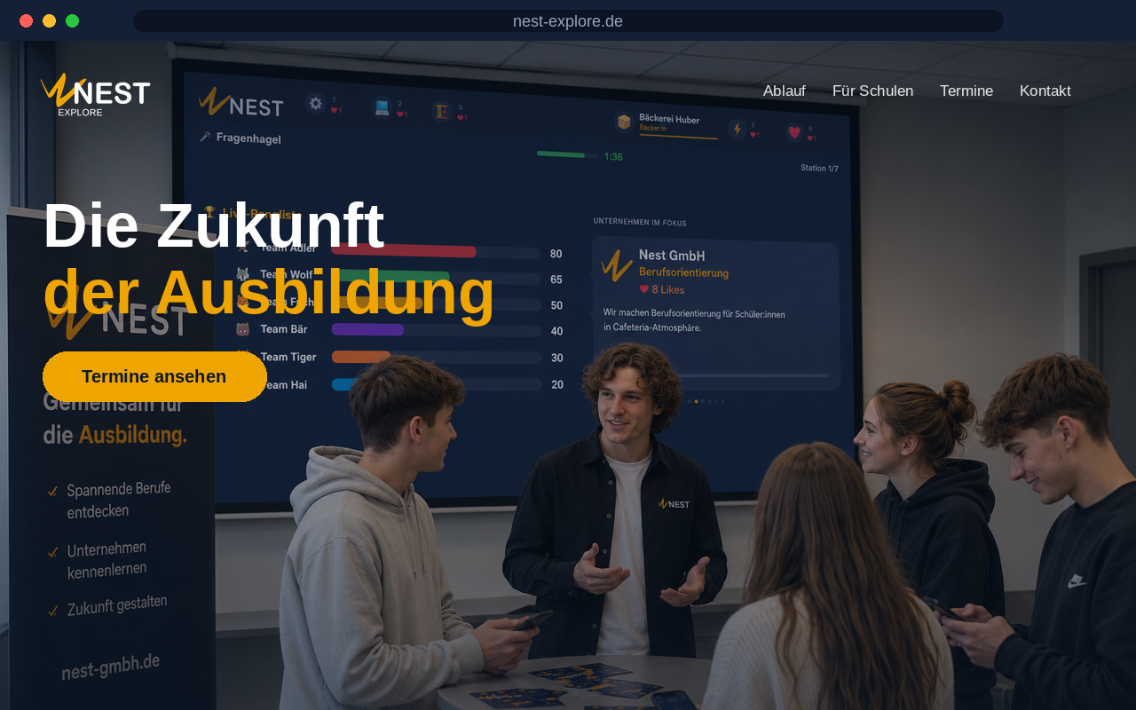 Website von NEST Explore
